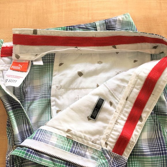 Men's Plaid PUMA GOLF Shorts - Picture 2 of 4